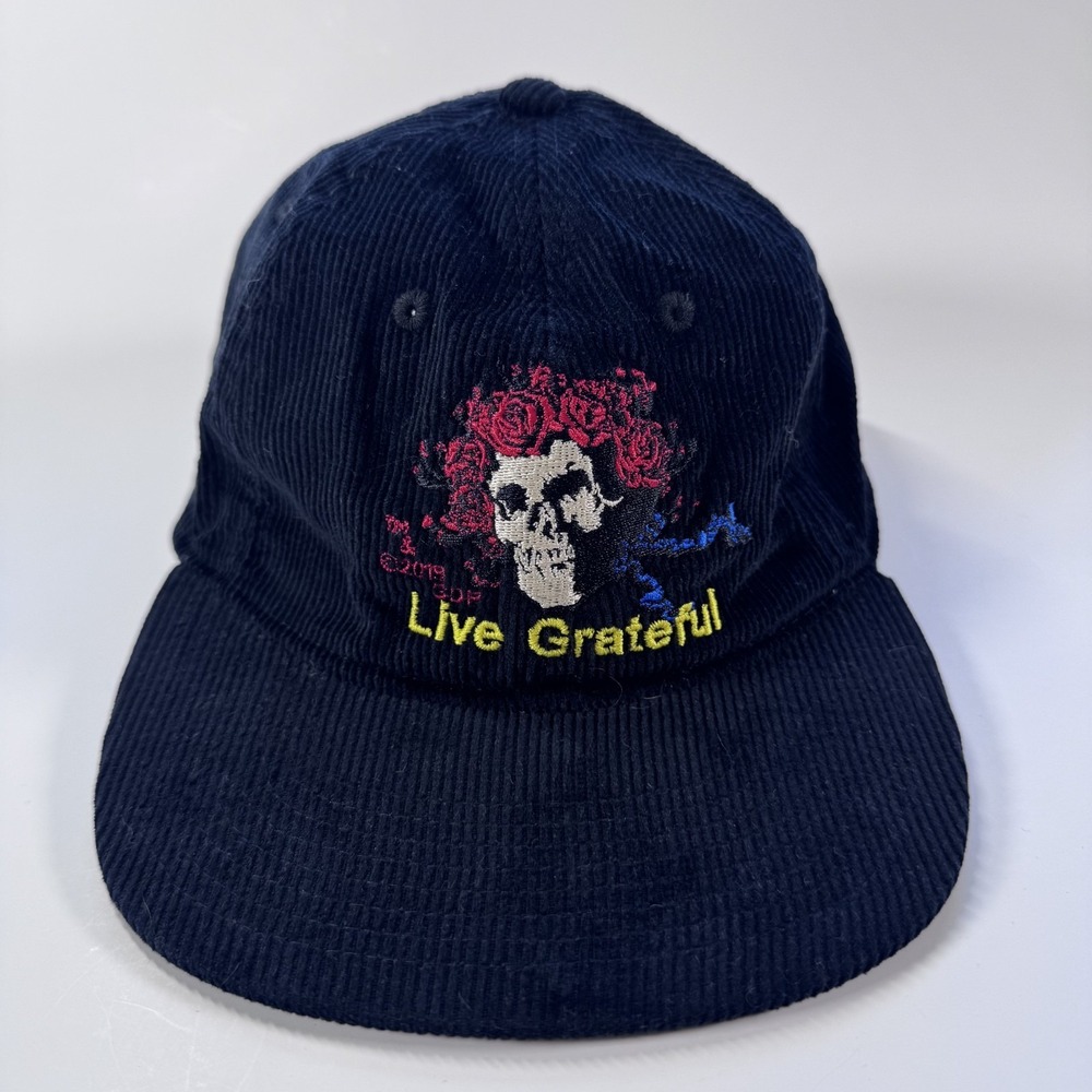 NEWHATTAN Live Grateful Dead Hat Skull & Roses Embroidered Corduroy Cap Black OS